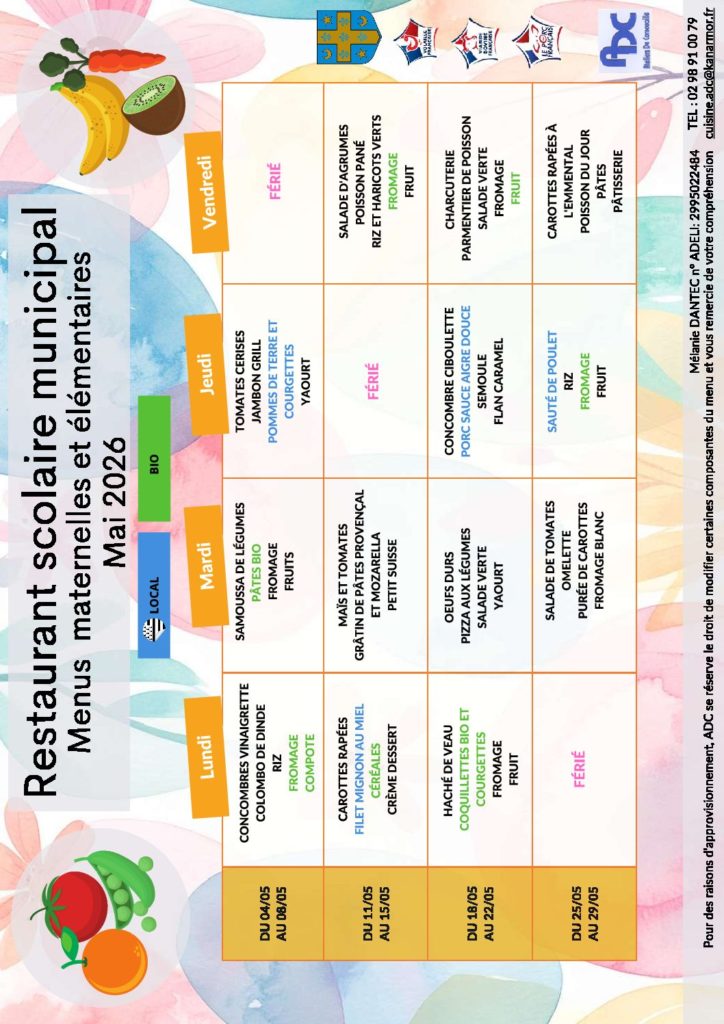 Menus mai 2026